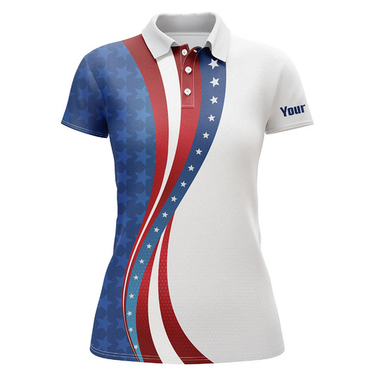 Custom 3D American Flag Womens Golf Polo Shirts Custom Patriotic Golf Shirts For Women Golfing Gifts LDT1412