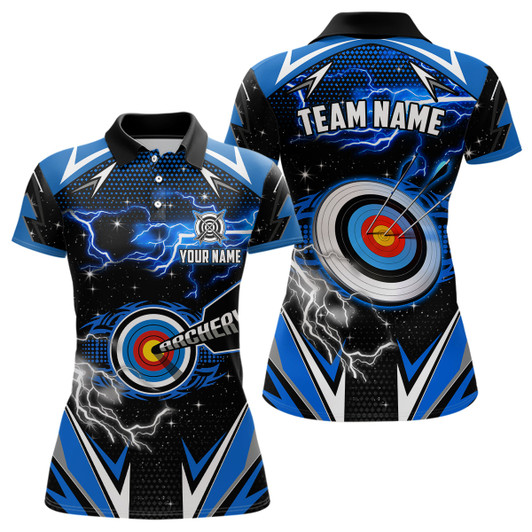 Custom Archery 3d Target Blue Jersey For Women Custom Name Archery Polo Shirts Team League Archery Shirts TDM1025