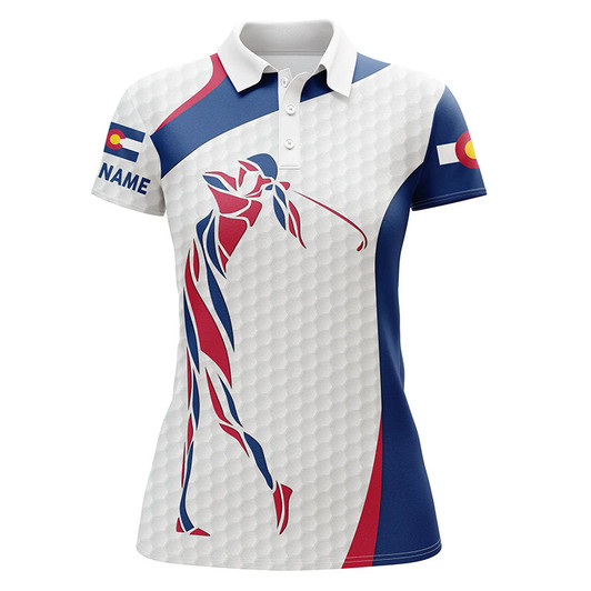 Custom Personalized Colorado Flag Patriot Golf White Womens Golf Polo Shirts Custom Name Golf Gifts Nqs7352