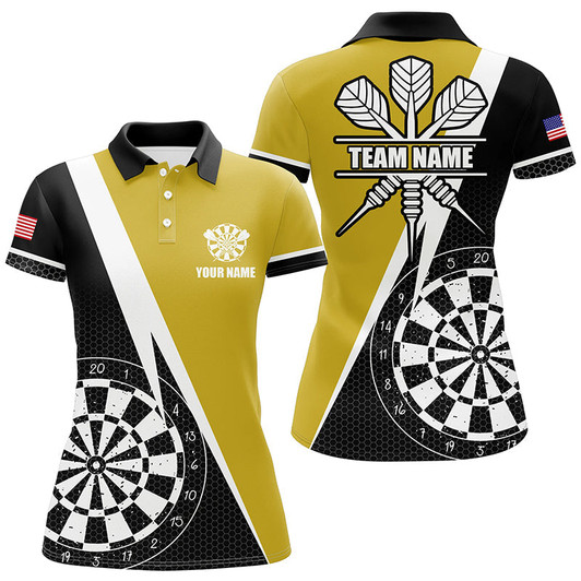 Custom Personalized Retro Darts Board Women Darts Polo Shirts Custom Darts Team Jersey Uniform |Yellow TDM1467
