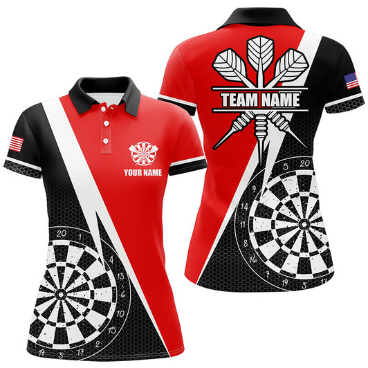 Custom Personalized Retro Darts Board Women Darts Polo Shirts Custom Darts Team Jersey Uniform |Red TDM1465