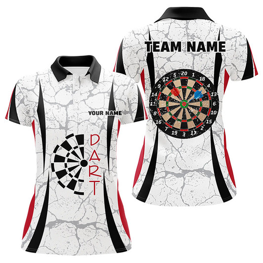 Custom Personalized White Dart Polo Shirts For Women Custom Dart Jerseys Womens Dart Team Shirts VHM1148