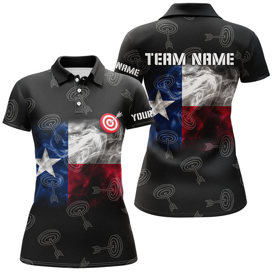 Custom Personalized Texas Flag Smoke Archery Women Polo Shirts, Patriotic Texas Archery Sport Shirts TDM0939