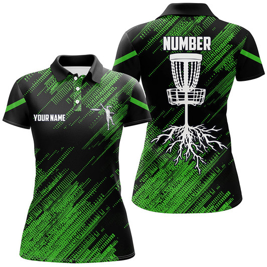 Custom Green Camo Black Women Disc Golf Polo Shirts Custom Disc Golf Team Frisbee Golf Jerseys Nqs7816