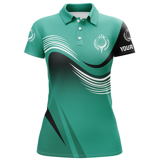 Custom Womens Golf Polo Shirts Custom Name Womens Green Golf Tournament Polo Shirts, Team Golfer Apparel Nqs5047