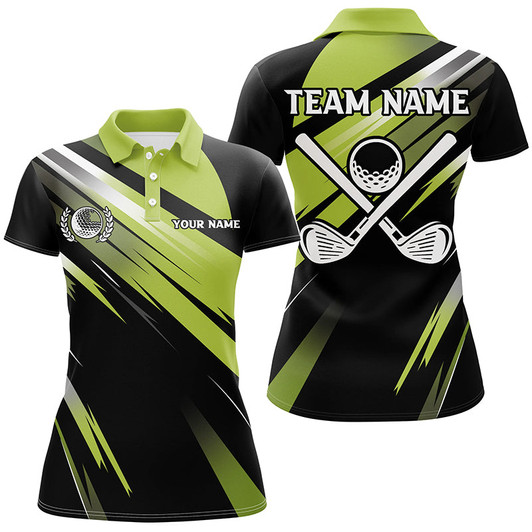 Custom Green And Black Womens Golf Polo Shirts Custom Golf Ball Clubs Golf Attire For Women, Golfing Gifts Nqs7531