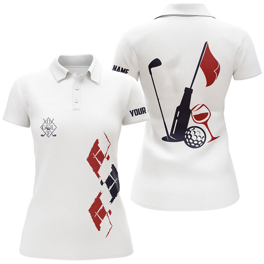 Custom Funny Womens Golf Polo Shirt Custom Vintage Golf And Wine Golf Clubs Team Polo Shirts Nqs5356