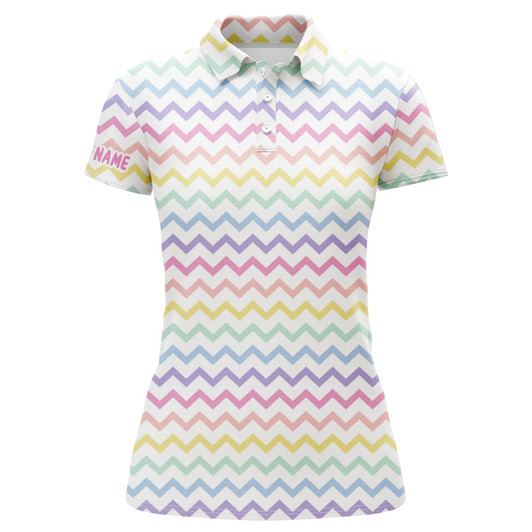 Custom Rainbow Colors Pattern Golf Shirts Custom Name Womens Golf Polo Shirts, Ladies Golf Polo Tops Nqs4924