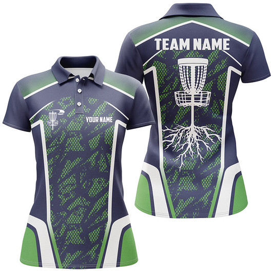 Custom Disc Golf Hole Blue Green Camo Women Polo Shirts Custom Name And Team Name Disc Golf Shirts For Women Nqs4971