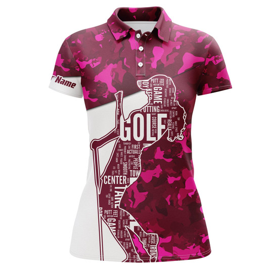 Custom Personalized Women Golf Polo Shirts Pink Camo Women Golf Team Shirt, Custom Golf Gifts For Girl Nqs4298