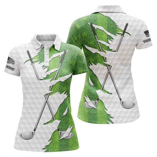 Custom Green Golf Grass Womens Golf Polo Shirt Custom Golf Clubs Performance Shirts Ladies Golf Tops Nqs5499