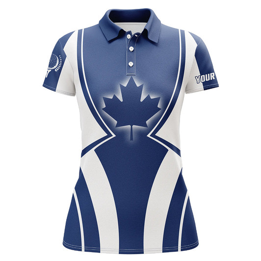 Custom Blue Canada Maple Leaf Womens Golf Shirt Customized Patriotic Golf Tops For Women Golf Gifts Ldt1000