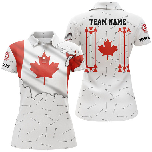 Custom Personalized Patriotic Canada Flag Archery Women Polo & Quarter-Zip Shirt Archery Team Uniform Shirts TDM1620