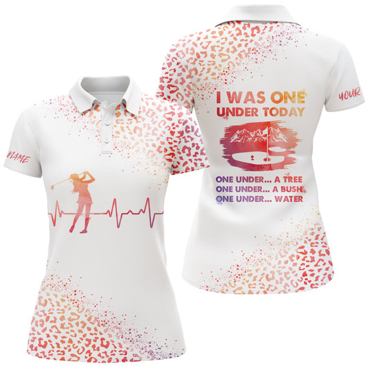 Custom Funny Golf Shirt For Women I Was One Under Today Custom Name Watercolor Leopard Women Polo Shirt Nqs3797