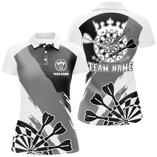 Custom Personalized Black White Womens Darts Polo Shirt Custom Dart Shirt For Women Darts Jersey LDT0694