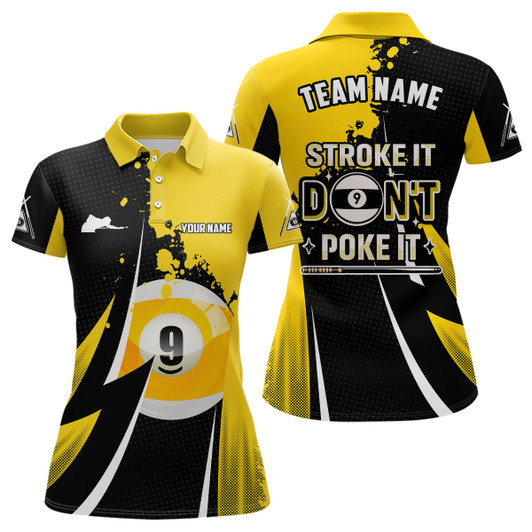 Custom Billiard Funny Stroke It Don't Poke It Women Polo Shirts Custom Name 9 Ball Pool Billiard Jerseys TDM1013