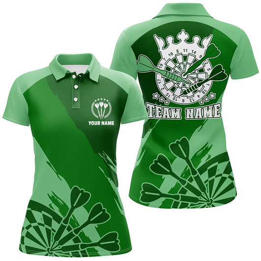 Custom Personalized Green Womens Darts Polo Shirt Custom Cool Darts Shirt For Women Darts Jersey LDT0802