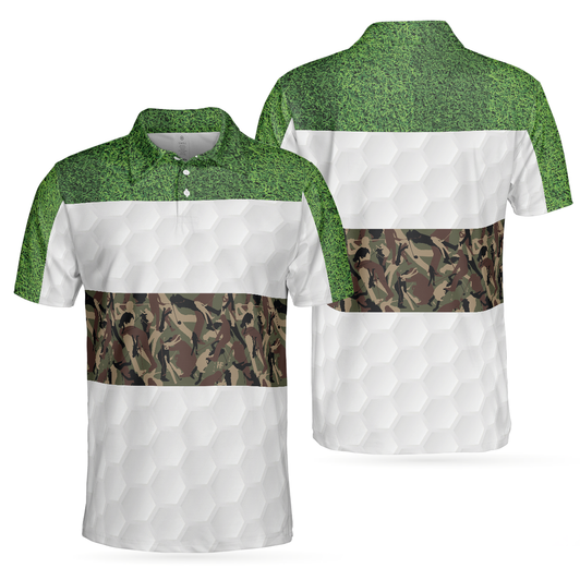 Golf In Green And Camouflage Pattern Golf Men Polo Shirt, Cool Golf Shirt For Men, Best Gift For Golfers