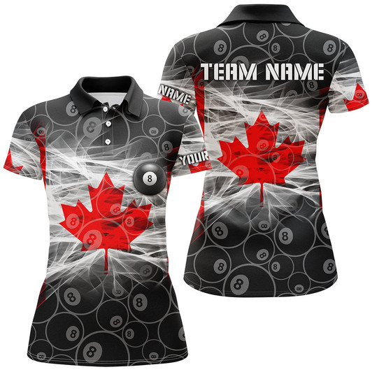 Custom Personalized Canadian Flag Billiard Women Polo Shirts Best Custom Canada Billiard Shirts For Patriot TDM0409