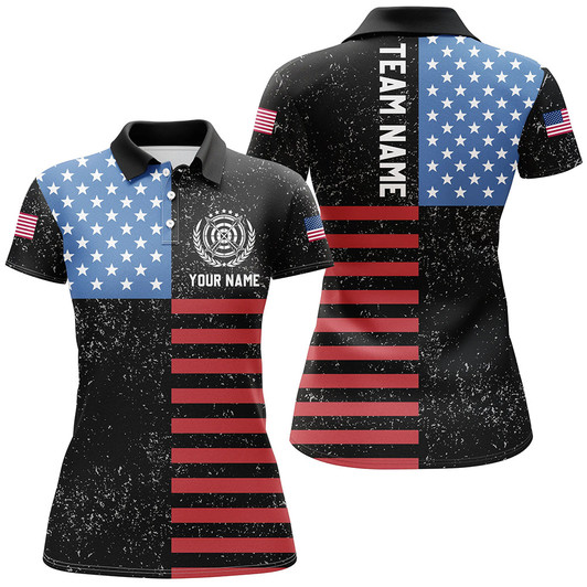Custom Personalized American Flag Archery Polo Shirts For Women Custom Patriotic US Archery Shirts For Team TDM0518