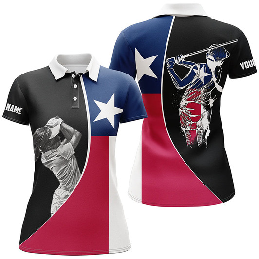 Custom Texas Flag Womens Golf Polo Shirts Custom Patriot Ladies Golf Tops, Gifts For Golf Lovers Nqs7384