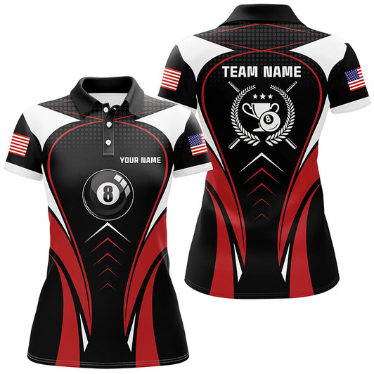 Custom Personalized Red Billiard Jerseys Women Polo Shirts Custom Billiard Sports Style Shirts For Team TDM0416