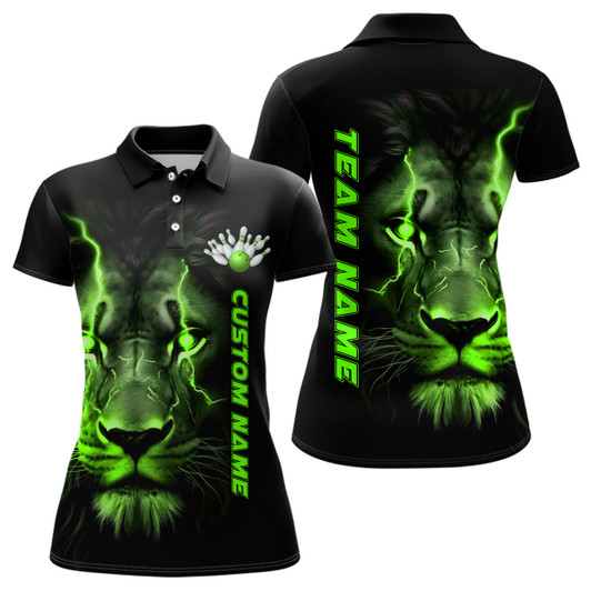Custom Green Lion Custom Ladies Bowling Polo Shirts Bowling League Shirts Women Bowling Jerseys IPHW5358