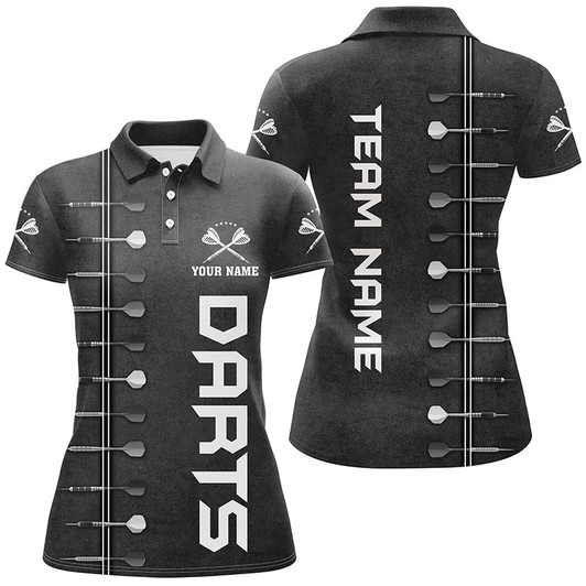 Custom Personalized Womens Darts Polo Shirt 3D Printed Black White Custom Dart Jerseys For Women LDT0977