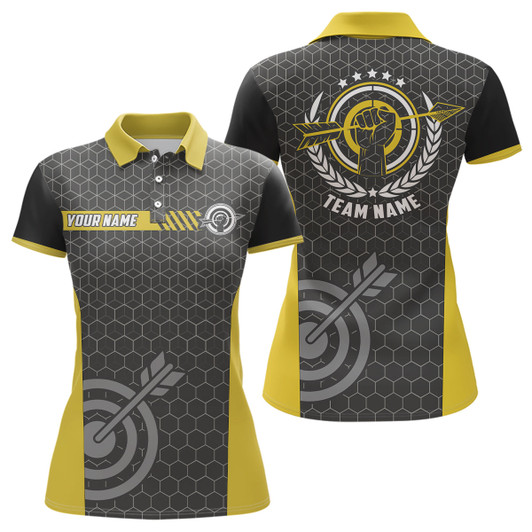 Custom Yellow And Black Archery Target Women Polo Shirts Best Custom Team Name Archery Jerseys TDM0660