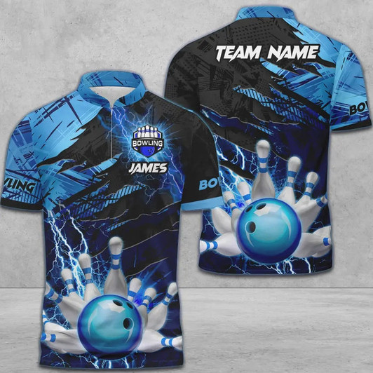 Custom Multicolor Bowling And Pins Thunder Break Multicolor Option Customized Name 3D Shirt