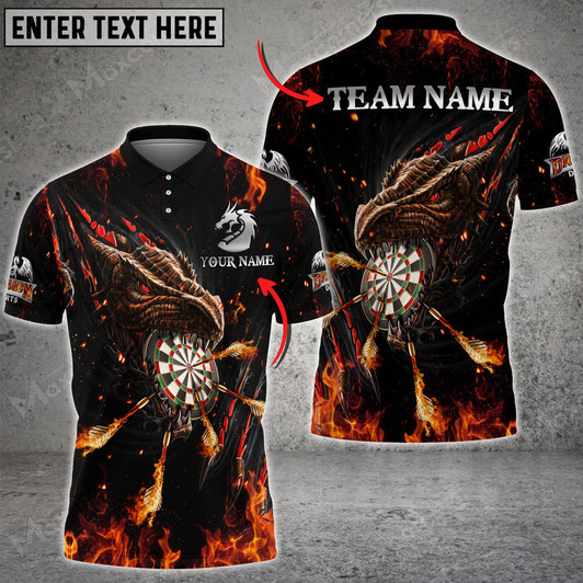 Custom Fire Dragon Darts Multicolor Option Personalized Name 3D Bowling Jersey Shirt