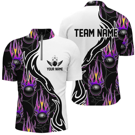Custom Personalized Flame Bowling Shirts For Men And Women, Bowling Ball Custom Bowling Team