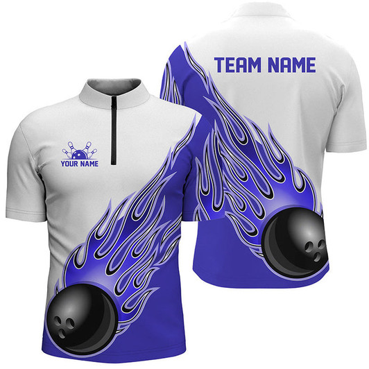 Custom Personalized Flame Bowling Shirts For Men And Women, Bowling Ball Custom
