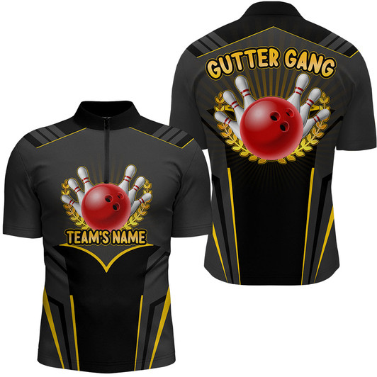 Custom Gutter Gang Funny Bowling Shirt for Men Custom Bowling Jersey for Team 3D Print Bowling Quarter-Zip