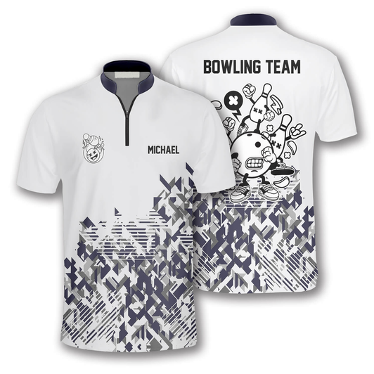 Custom Personalized Name Funny Grey Abstract Custom Bowling Jerseys for Men, Best Shirt for Team Bowling
