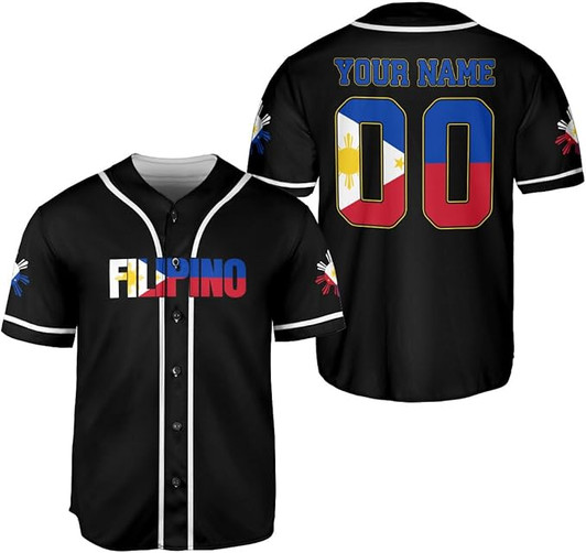 Custom Philippines Baseball Jersey Filipino Flag Baseball Jersey Philippines