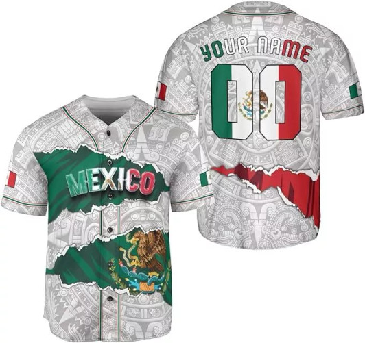 Custom Eagle Flag Mexico Baseball Jersey for Men and Women - Mexicano Shirt