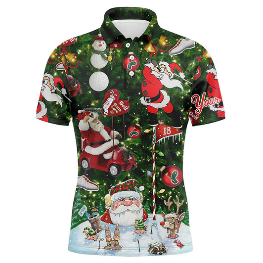 Custom Funny Christmas Golf Custom Name Men Polo Shirts, Santa Golfer Christmas Gifts Apparel - Personalized Gift For Men, Husband, Boyfriend, Lovers