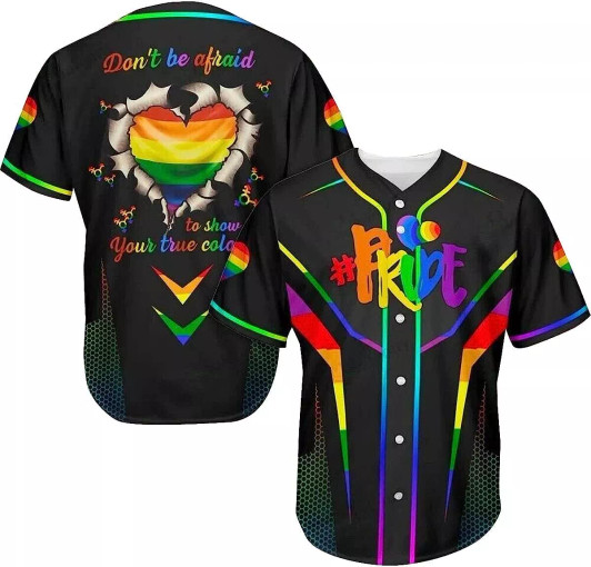 LGBT Pride Rainbow Heart Show Your True Color Baseball Jersey S-5XL