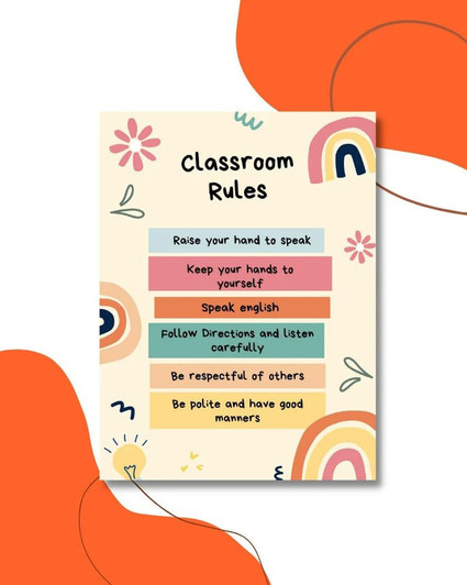 Back To School, Classroom Rules Raise Your Hand To Speak Keep Your Hands To Yourself Poster and Canvas