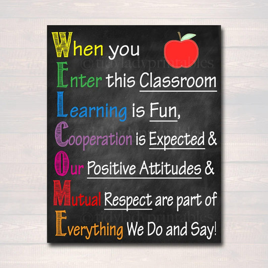 Back To School, Classroom Poster, When You Enter This Classroom Learning Is Fun Cooperation Is Expected Poster and Canvas