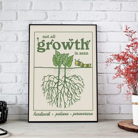 Not All Growth Is Seen Hardwork Patience Perseverance, Poster Decor Poster and Canvas
