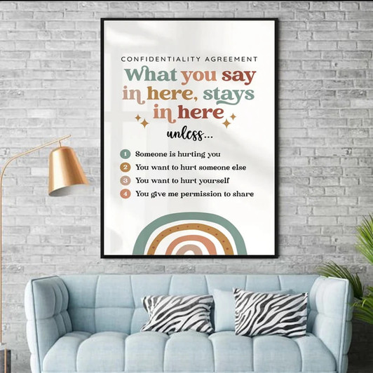 Confidentiality Agreement, What You Say In Here Stays In Here Unless Someone Is Hurting You You Want To Hurt Someone Else Poster and Canvas