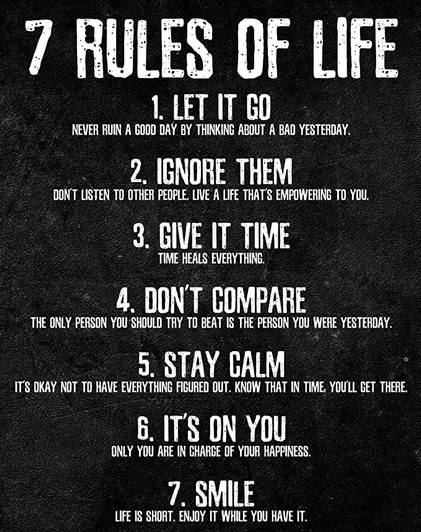 Life Poster, 7 Rules Of Life, Let It Go Ignore Them Give It Time Don’t Compare Poster and Canvas
