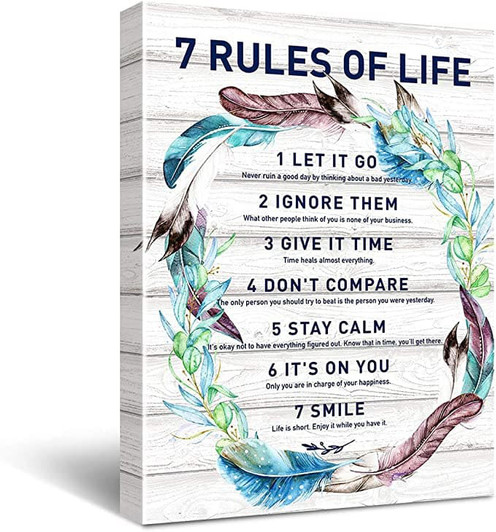 Life Rules, 7 Rules Of Life, Let It Go Ignore Them Give It Time Don’t Compare Poster and Canvas