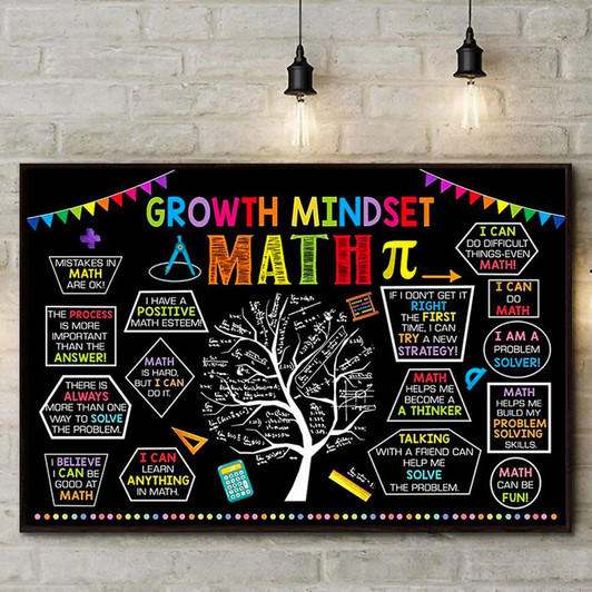 Growth Mindset Math Mistakes In Math Are Ok I Have A Positive Math Esteem, Math Lover Poster and Canvas