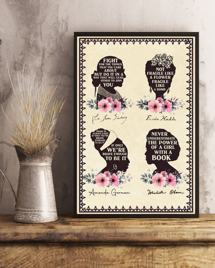 Feminist Poster, Fight For The Things Than You Care About, Ruth Bader Ginsburg, Frida Kahlo, Amanda Gorman, Michelle Obama Poster and Canvas