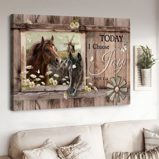 Horse Poster, Horse Couple, Today I Choose Joy Poster and Canvas