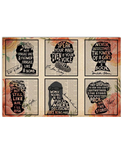 Michelle Obama, Ruth Bader Ginsburg, Frida Kahlo, Not Fragile Like A Flower Fragile Like A Bomb Poster and Canvas