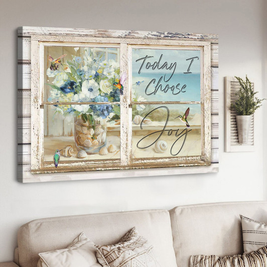 Today I Choose Joy, Hummingbird Flower, Window Poster Poster and Canvas